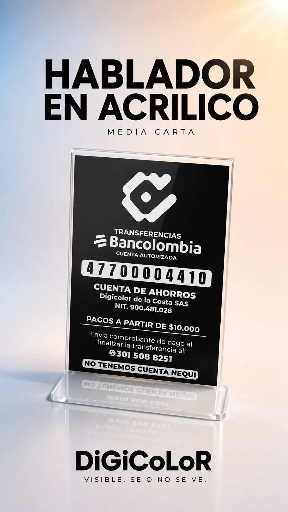 HABLADOR EN ACRÍLICO MEDIA CARTA